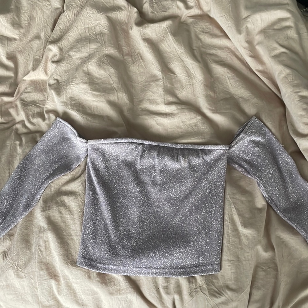 Women’s sparkly off the shoulder top.